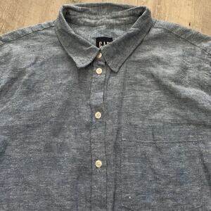 GAP Shirt Womens XL Blue Linen Blend Button Up Long Sleeve QLT7143S